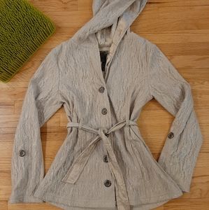 BKE Boutique Lace Hoodie Button Up Sweater Sz S